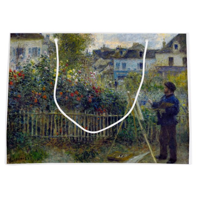 Renoir - Claude Monet Malerei in seinem Garten Große Geschenktüte (Vorderseite)