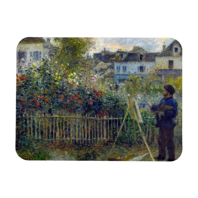 Renoir - Claude Monet Malerei in seinem Garten Magnet (Horizontal)