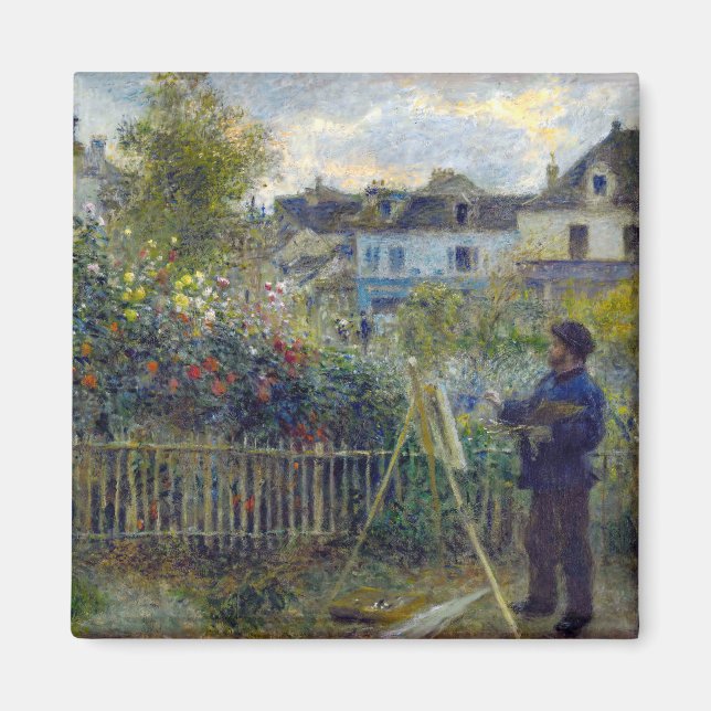 Renoir - Claude Monet Malerei in seinem Garten Magnet (Vorne)