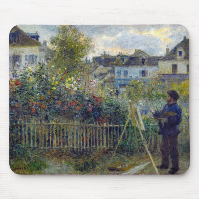 Renoir - Claude Monet Malerei in seinem Garten Mousepad (Vorne)