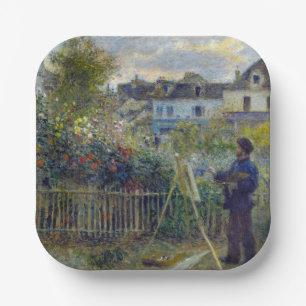 Renoir - Claude Monet Malerei in seinem Garten Pappteller