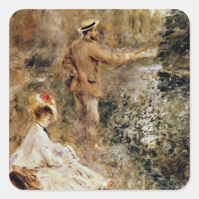 Renoir - Der Fischer Quadratischer Aufkleber (Vorderseite)