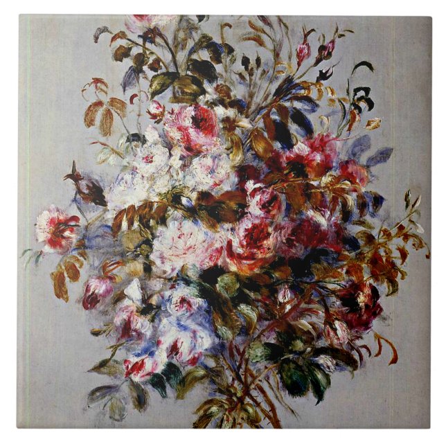 Renoir - ein Bouquet von Rose, Fliese (Vorderseite)
