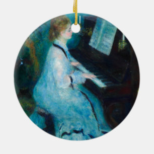 Renoir Frau am Klavier Vintage Impressionismus Keramik Ornament