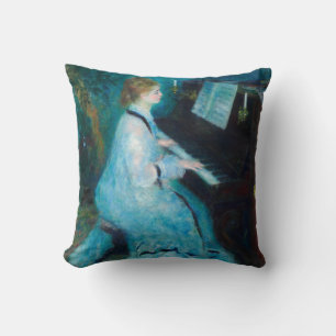 Renoir Frau am Klavier Vintage Impressionismus  Kissen