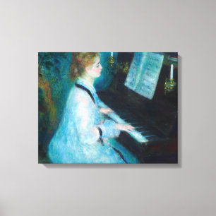 Renoir Frau am Klavier Vintage Impressionismus Leinwanddruck