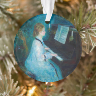 Renoir Frau am Klavier Vintage Impressionismus Ornament