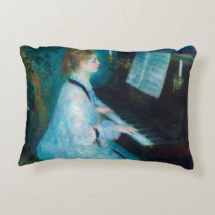 Renoir Frau am Piano Vintage Impressionistin Dekokissen