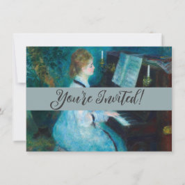 Renoir Frau am Piano Vintage Impressionistin Einladung