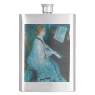 Renoir Frau am Piano Vintage Impressionistin Flachmann