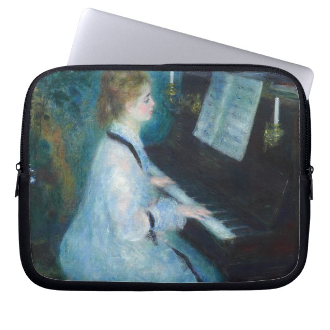Renoir Frau am Piano Vintage Impressionistin Laptopschutzhülle (Vorderseite)