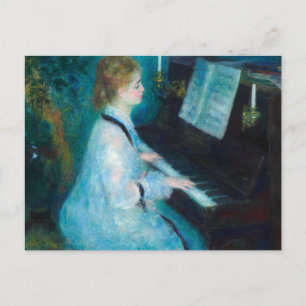 Renoir Frau am Piano Vintage Impressionistin Postkarte