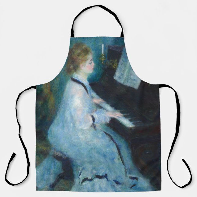 Renoir Frau am Piano Vintage Impressionistin Schürze (Vorderseite)