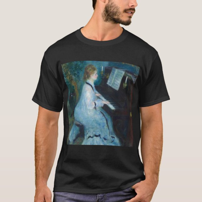 Renoir Frau am Piano Vintage Impressionistin T-Shirt (Vorderseite)