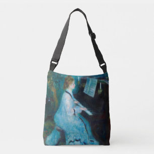 Renoir Frau am Piano Vintage Impressionistin Tragetaschen Mit Langen Trägern