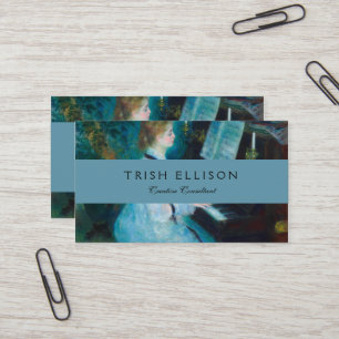 Renoir Frau am Piano Vintage Impressionistin Visitenkarte