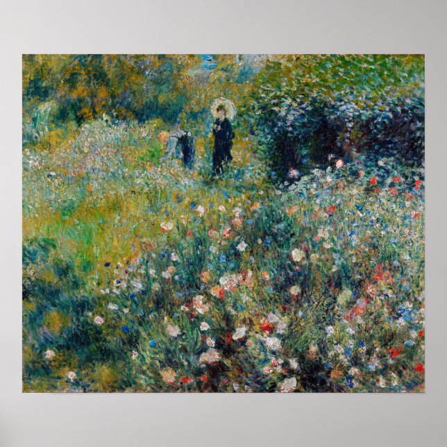 Renoir - Frau mit Sonnenschirm im Garten Poster (Vorne)