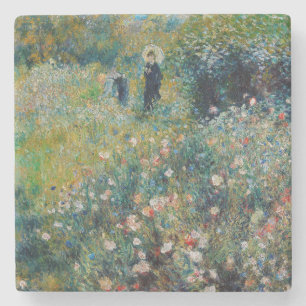 Renoir - Frau mit Sonnenschirm in einem Garten Steinuntersetzer