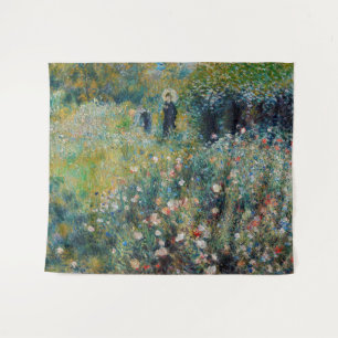 Renoir - Frau mit Sonnenschirm in einem Garten Wandteppich