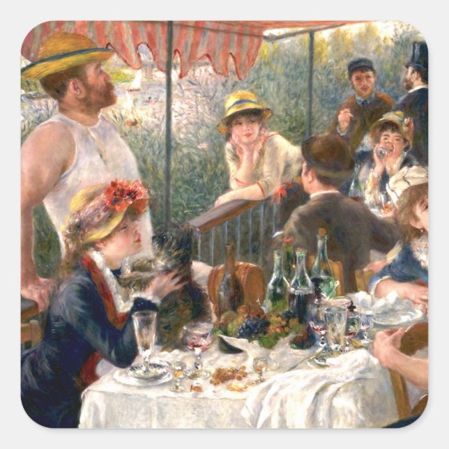Renoir French Luncheon Boating Party Quadratischer Aufkleber (Vorderseite)