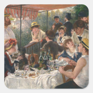 Renoir French Luncheon Boating Party Quadratischer Aufkleber