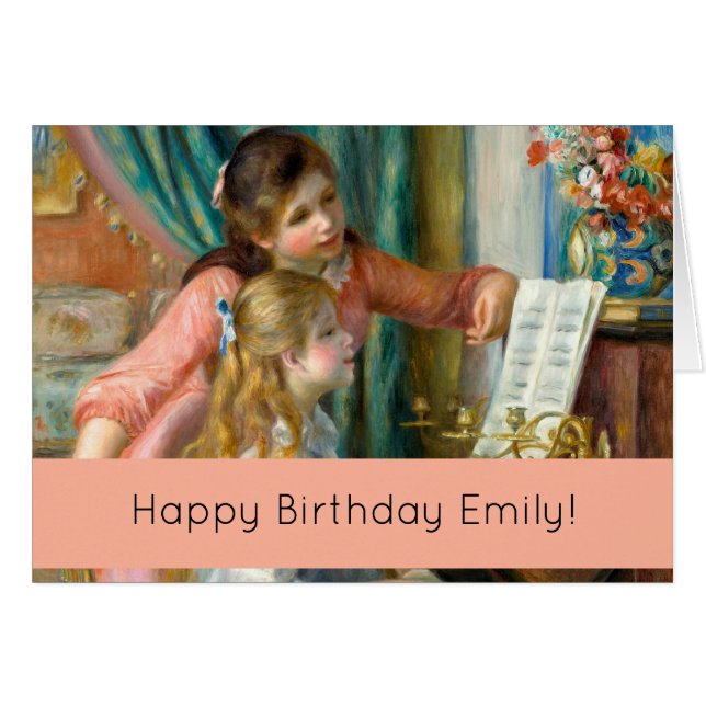 Renoir Girls am Klavier Happy Geburtstag (Vorderseite (Horizontal))