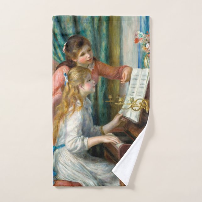 Renoir Girls am Piano Impressionismus Malerei Badhandtuch Set (Handtuch)