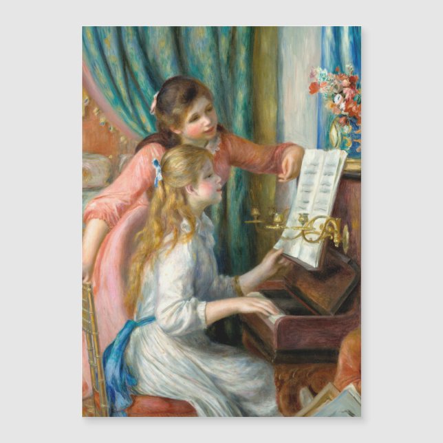 Renoir Girls am Piano Impressionismus Malerei Magnetkarte (Vorderseite)