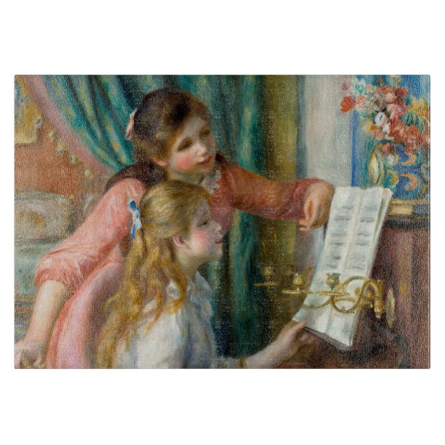 Renoir Girls am Piano Impressionismus Malerei Schneidebrett (Vorderseite)
