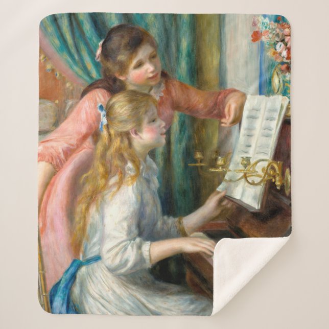 Renoir Girls am Piano Impressionismus Malerei Sherpadecke (Vorderseite)