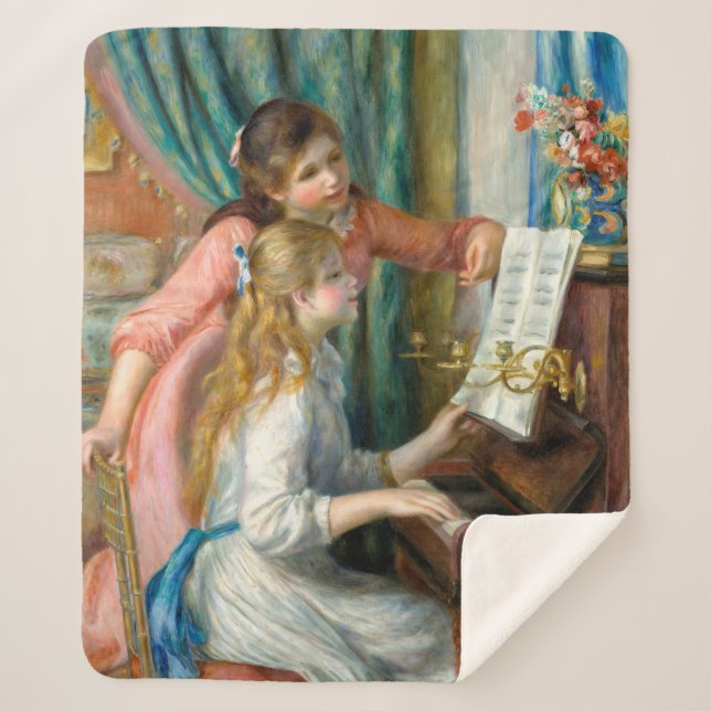 Renoir Girls am Piano Impressionismus Malerei Sherpadecke (Vorderseite)