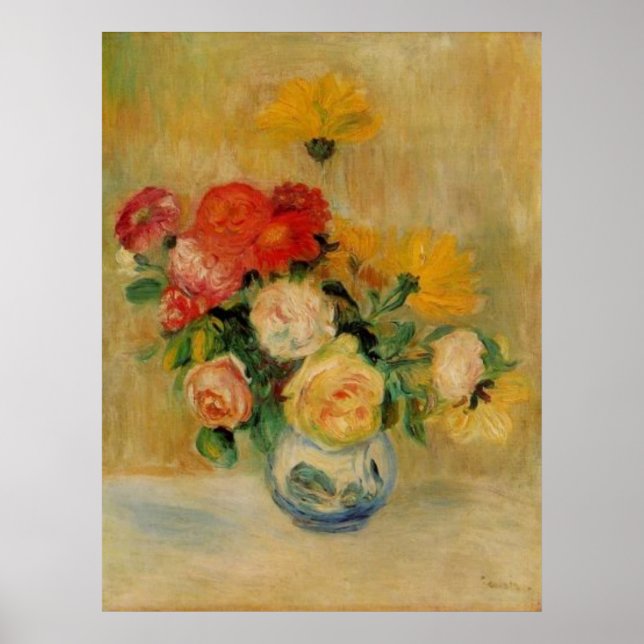 Renoir ist eine Vase aus Rose und Dahlien Poster (Vorne)