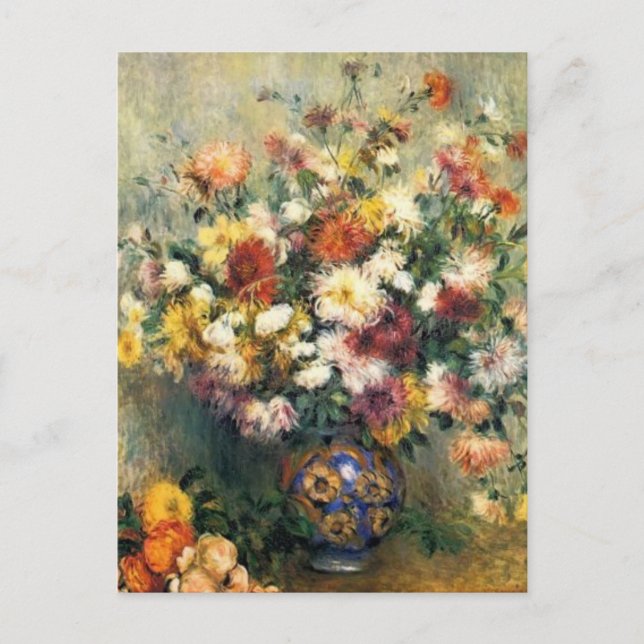 Renoir ist eine Vase der Chrysanthemen Postkarte (Vorderseite)