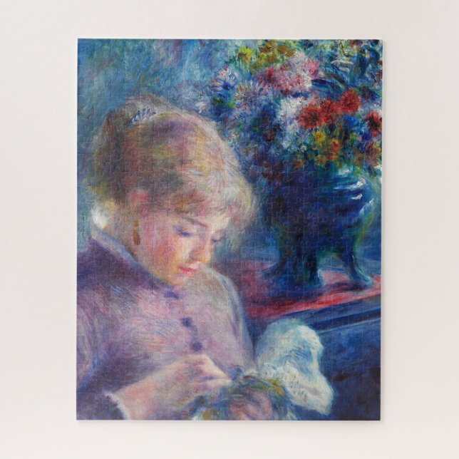 Renoir, junge Frau nähen Puzzle (Vertikal)