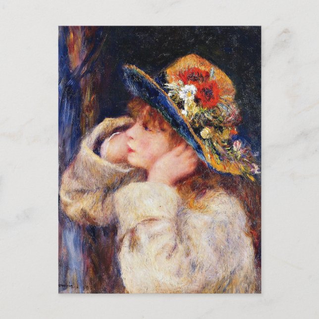 Renoir - Junges Mädchen in einem Hut Postkarte (Vorderseite)