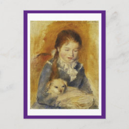 Renoir, junges Mädchen mit einem Hund, schöne Kuns Postkarte