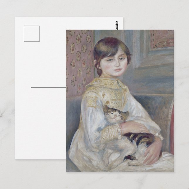 Renoir - Kind mit Katze Kunst Postkarte (Vorne/Hinten)