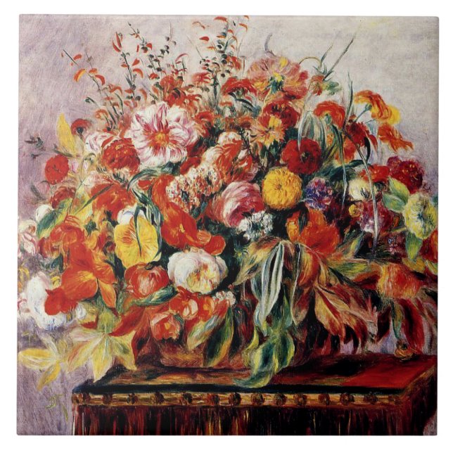 Renoir - Korb der Blume Fliese (Vorderseite)