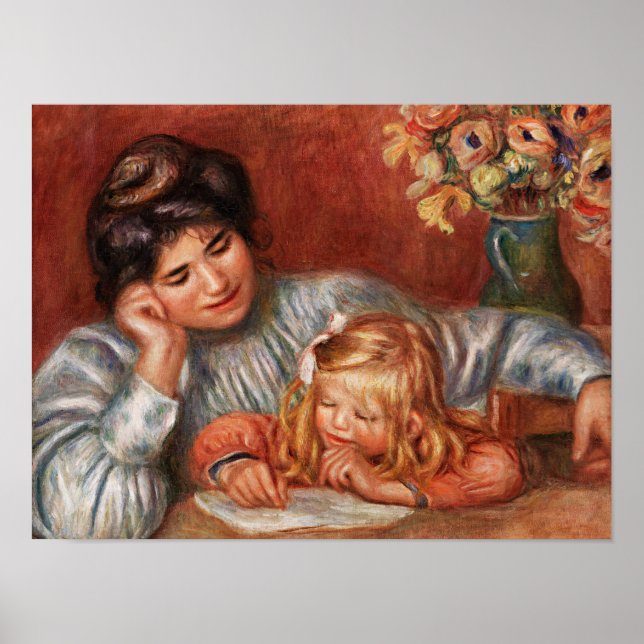 Renoir - Lektion schreiben, berühmte Malerei Poster (Vorne)