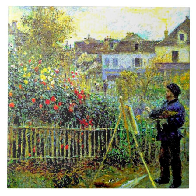 Renoir - Monetmalerei in seinem Garten Fliese (Vorderseite)