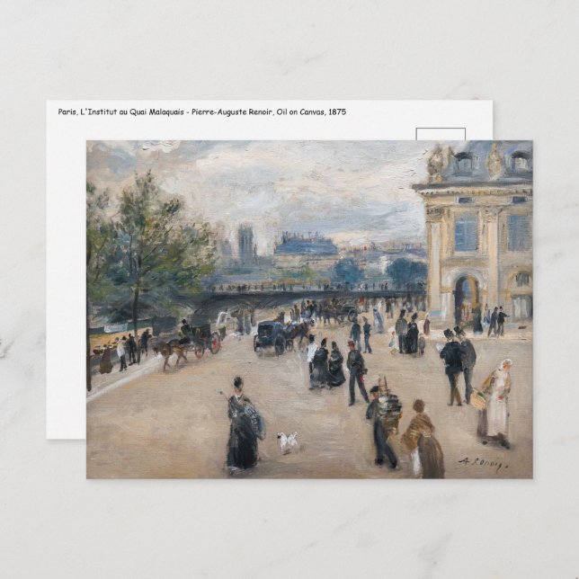 Renoir - Paris, Institut au Quai Malaquais Postkarte (Vorne/Hinten)