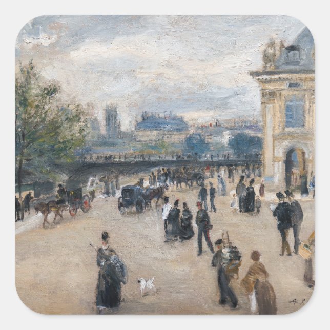 Renoir - Paris, Institut au Quai Malaquais Quadratischer Aufkleber (Vorderseite)