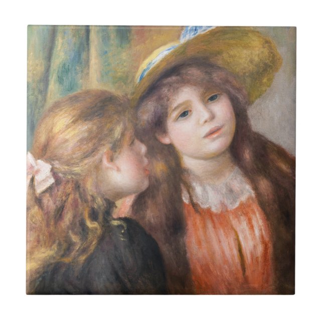 Renoir - Portrait von zwei kleinen Mädchen Fliese (Vorderseite)