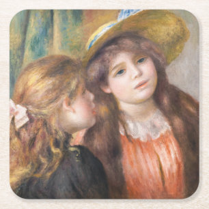 Renoir - Porträt von zwei kleinen Mädchen Rechteckiger Pappuntersetzer
