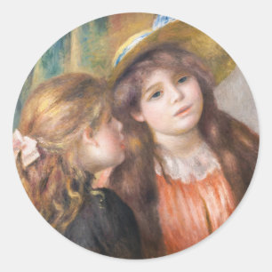 Renoir - Porträt von zwei kleinen Mädchen Runder Aufkleber