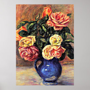 Renoir - Rose in einer blauen Vase Poster