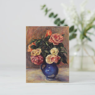 Renoir - Rose in einer blauen Vase Postkarte