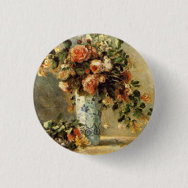Renoir-Rose und Jasmine in einer Delft-Vase Button