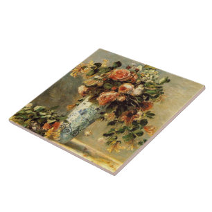 Renoir-Rose und Jasmine in einer Delft-Vase Fliese