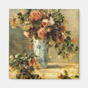 Renoir-Rose und Jasmine in einer Delft-Vase Magnet